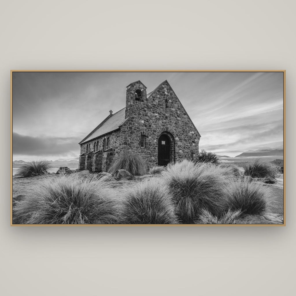 Shepherd's Delight, Lake Takapō, Basel Natural Oak, 196×110 cm. New Zealand fine art wall art by Stephen Milner.