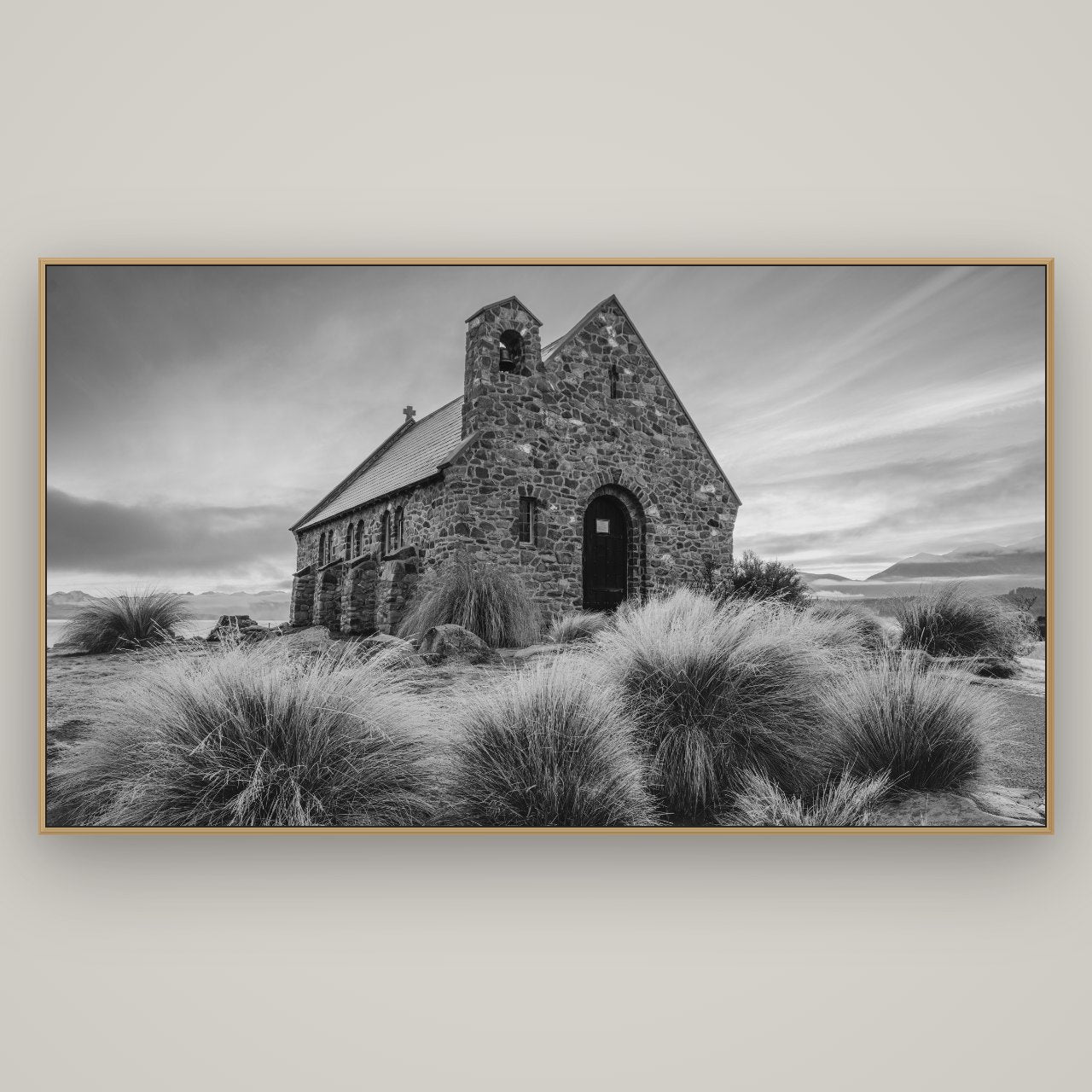 Shepherd's Delight, Lake Takapō, Basel Natural Oak, 196×110 cm. New Zealand fine art wall art by Stephen Milner.
