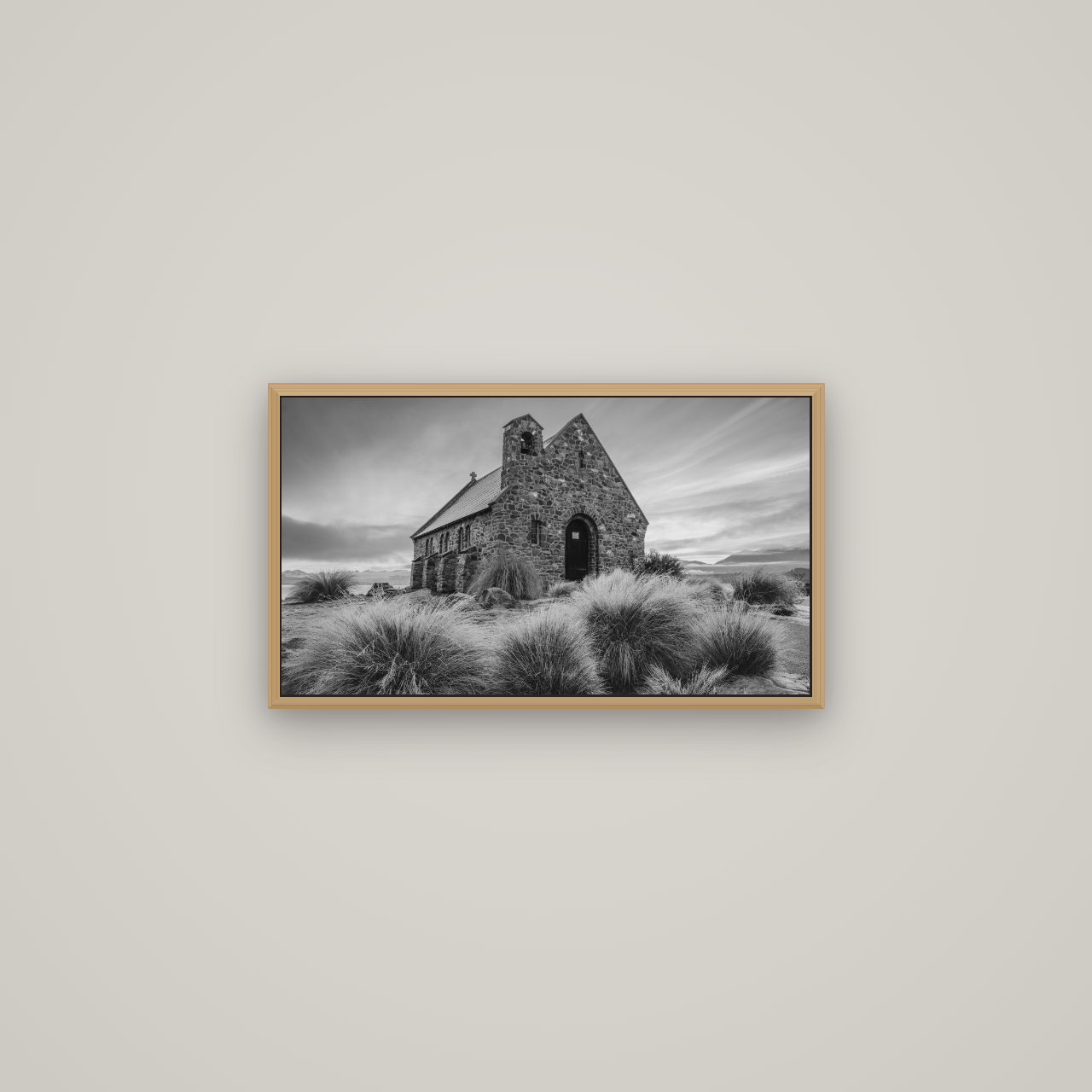 Shepherd's Delight, Lake Takapō, Basel Natural Oak, 64×36 cm. New Zealand fine art wall art by Stephen Milner.