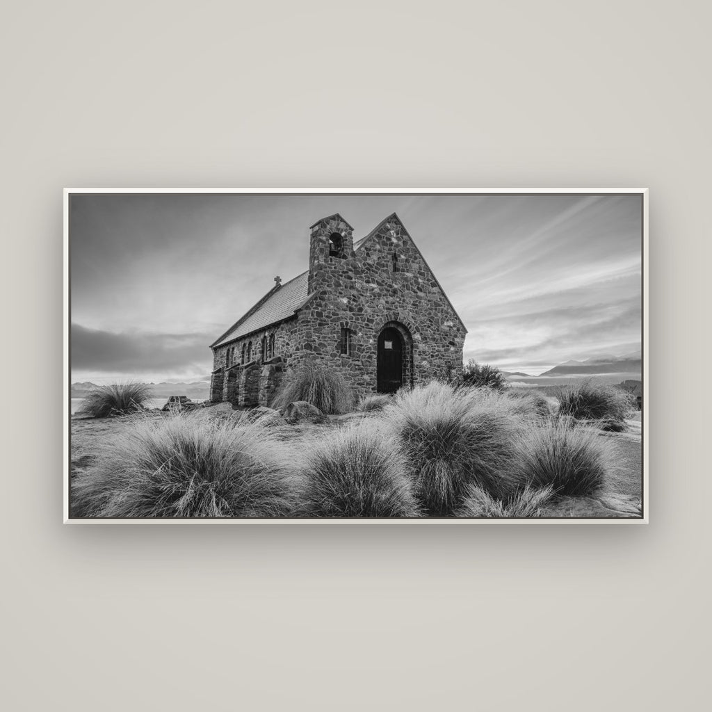 Shepherd's Delight, Lake Takapō — Basel White, 160×90 cm. New Zealand fine art wall art by Stephen Milner.