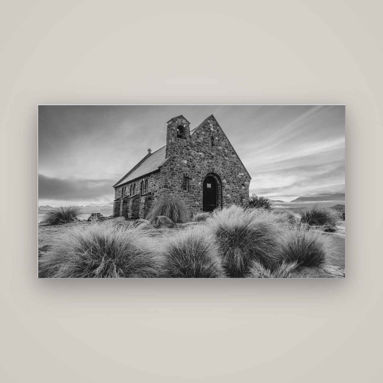 Shepherd's Delight, Lake Takapō — Slimline Silver, 160×90 cm. New Zealand fine art wall art by Stephen Milner.