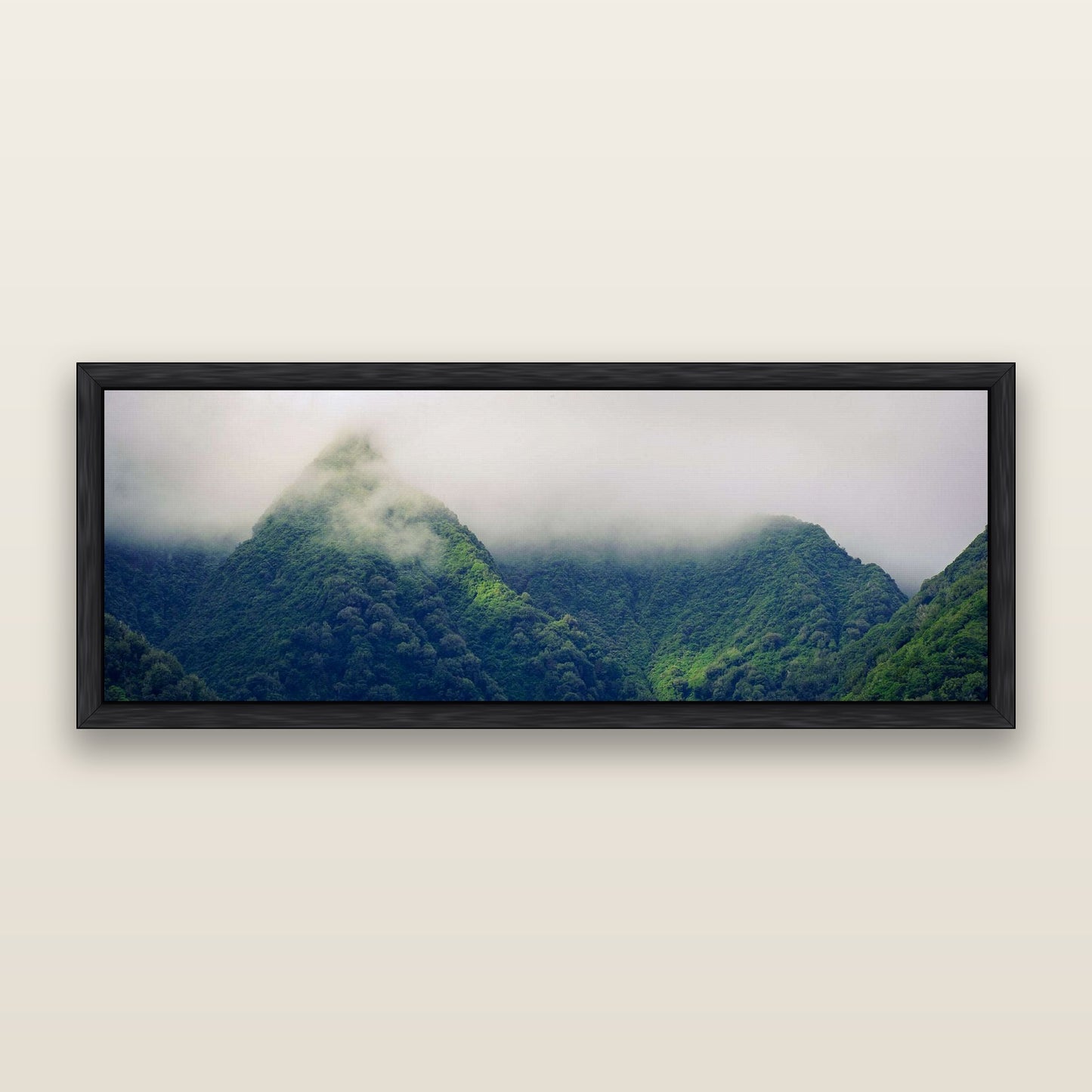 Shrouded in Mystery, West Coast — framed metallic canvas print, Black frame. New Zealand fine art landscape wall art by Stephen Milner.
