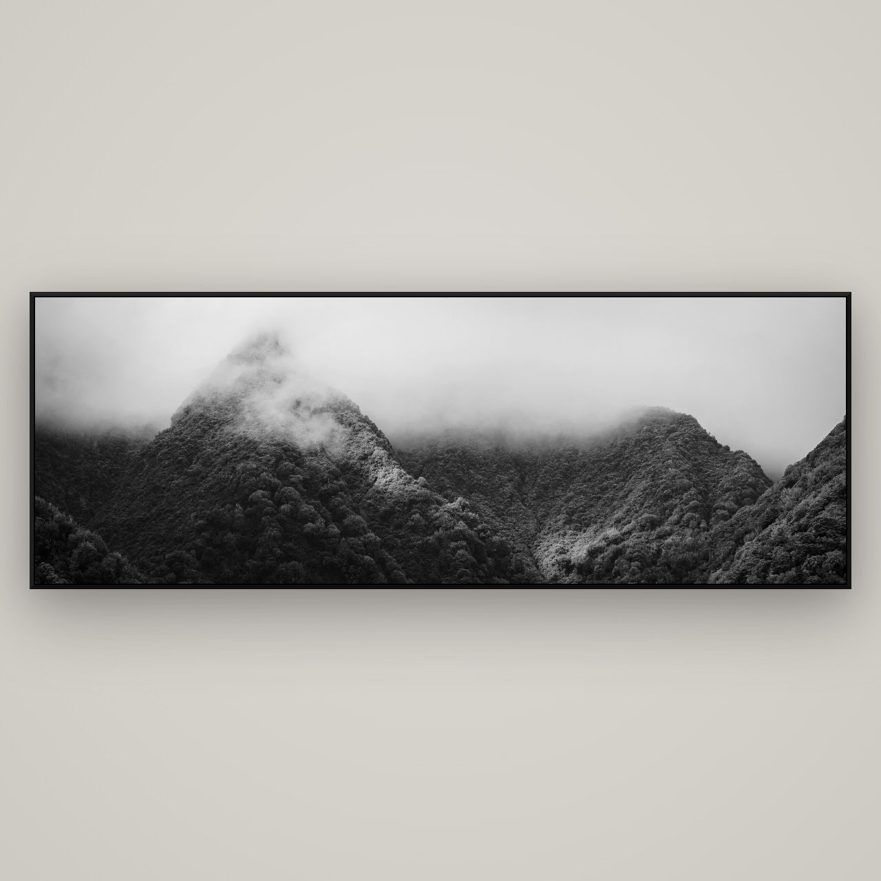 Shrouded in Mystery, West Coast — ArtBox Black, 198×70 cm. New Zealand fine art wall art by Stephen Milner.