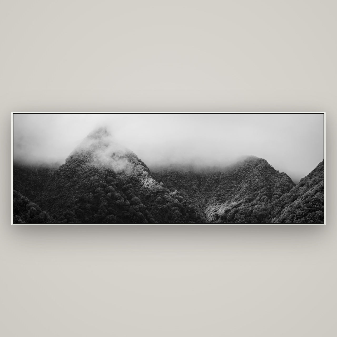 Shrouded in Mystery, West Coast — ArtBox White, 198×70 cm. New Zealand fine art wall art by Stephen Milner.