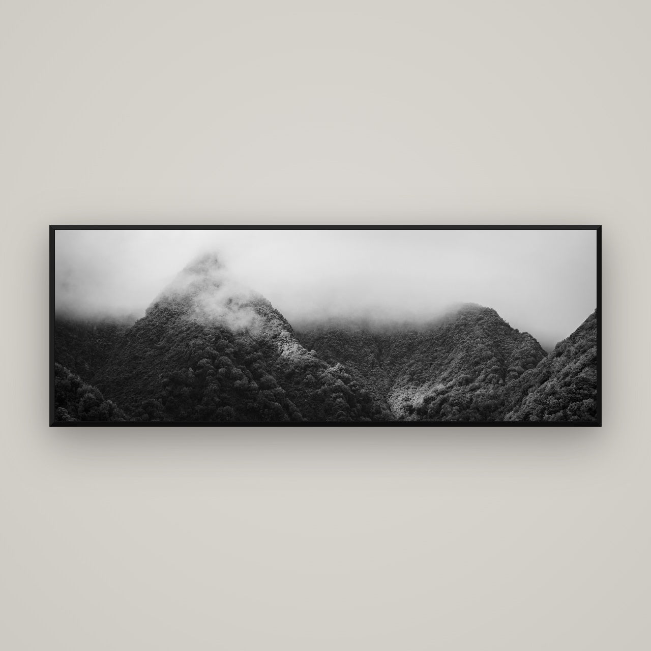 Shrouded in Mystery, West Coast — Basel Black, 170×60 cm. New Zealand fine art wall art by Stephen Milner.