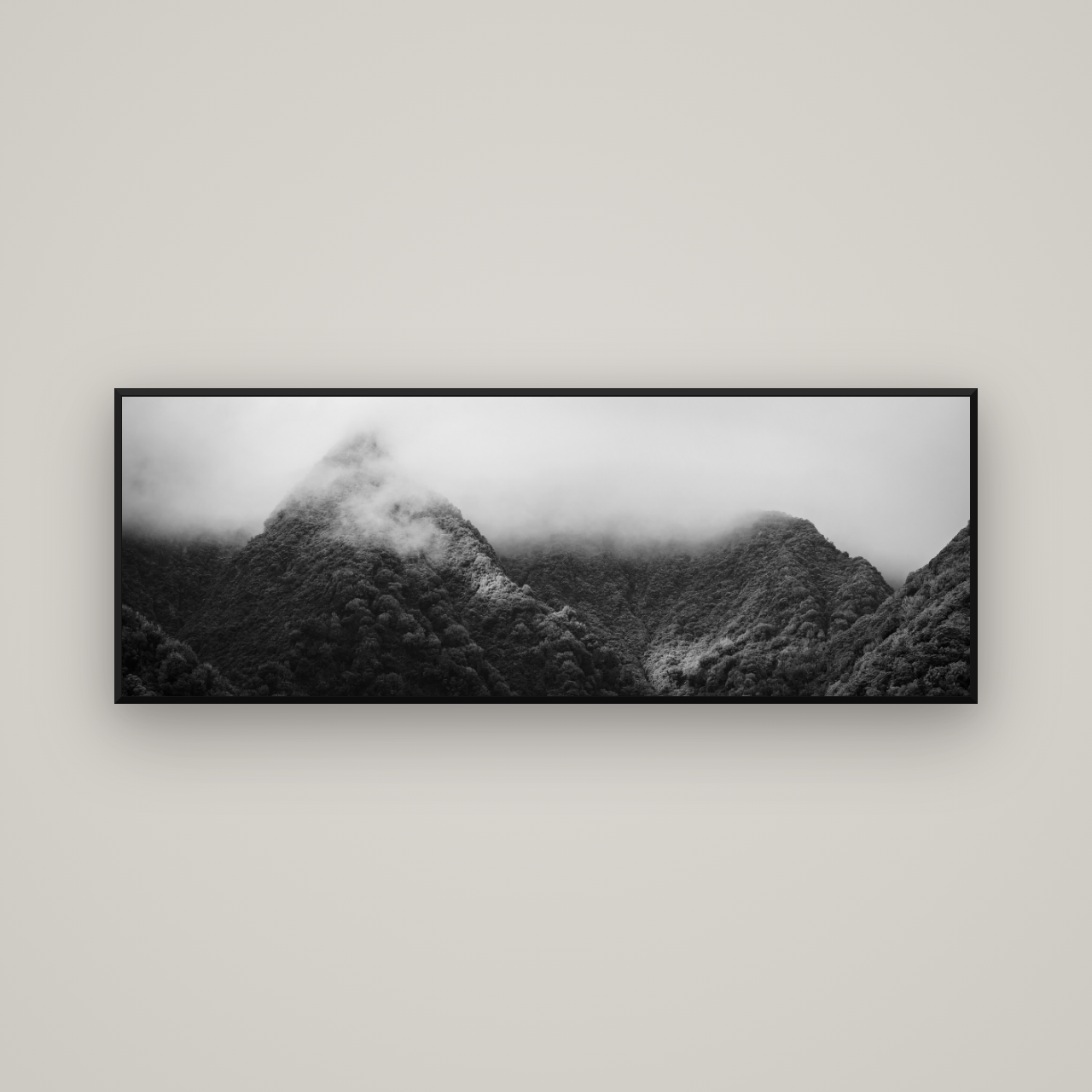 Shrouded in Mystery, West Coast — Basel Black Matte, 170×60 cm. New Zealand fine art wall art by Stephen Milner.