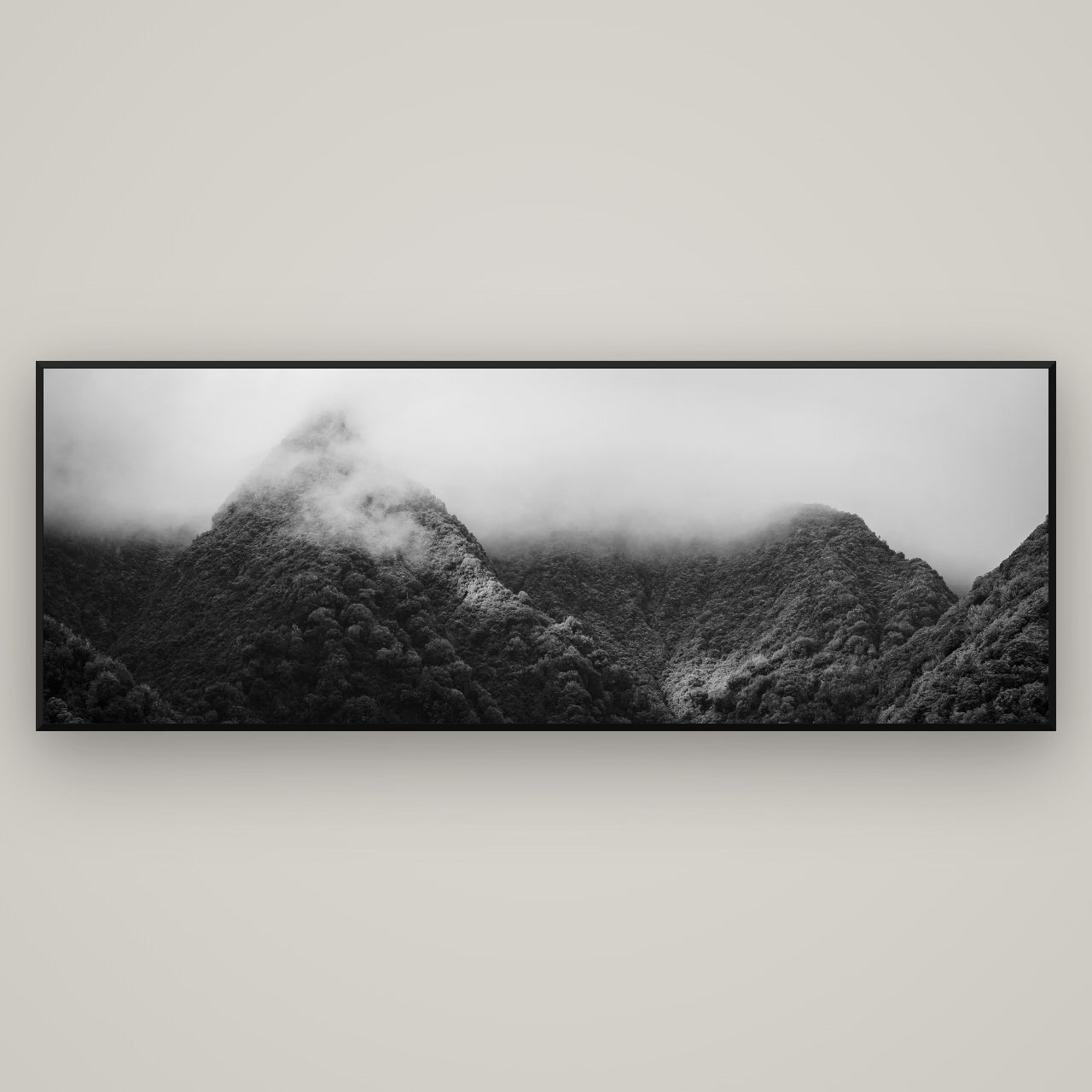 Shrouded in Mystery, West Coast — Basel Black, 198×70 cm. New Zealand fine art wall art by Stephen Milner.