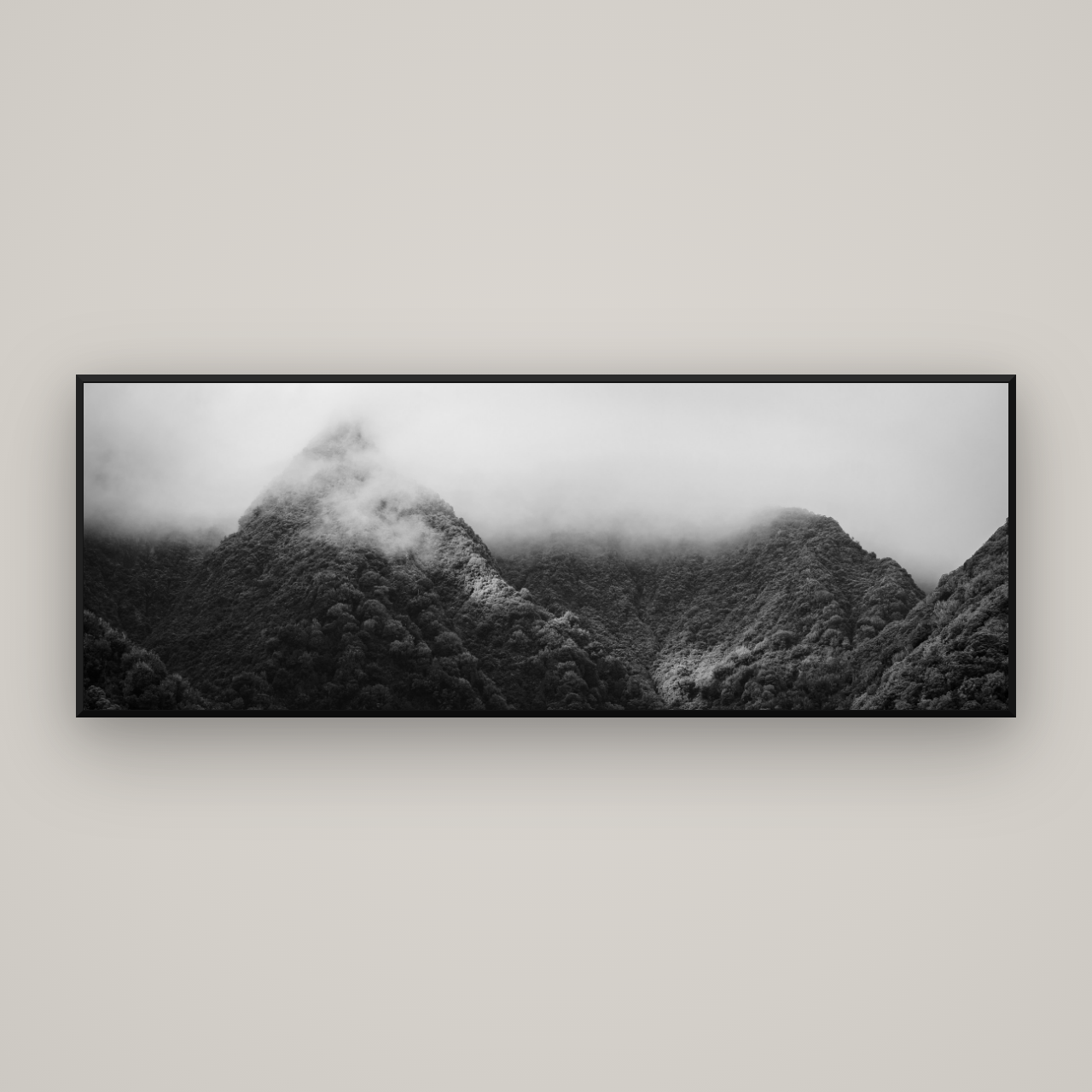 Shrouded in Mystery, West Coast — Basel Black Matte, 198×70 cm. New Zealand fine art wall art by Stephen Milner.