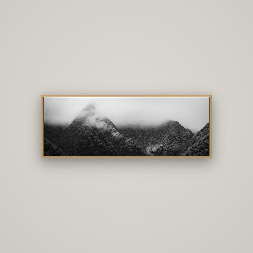Shrouded in Mystery, West Coast, Basel Natural Oak, 113×40 cm. New Zealand fine art wall art by Stephen Milner.