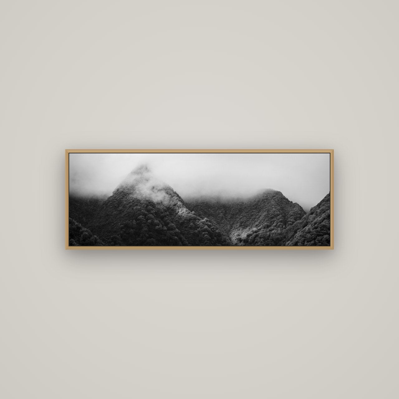 Shrouded in Mystery, West Coast, Basel Natural Oak, 113×40 cm. New Zealand fine art wall art by Stephen Milner.
