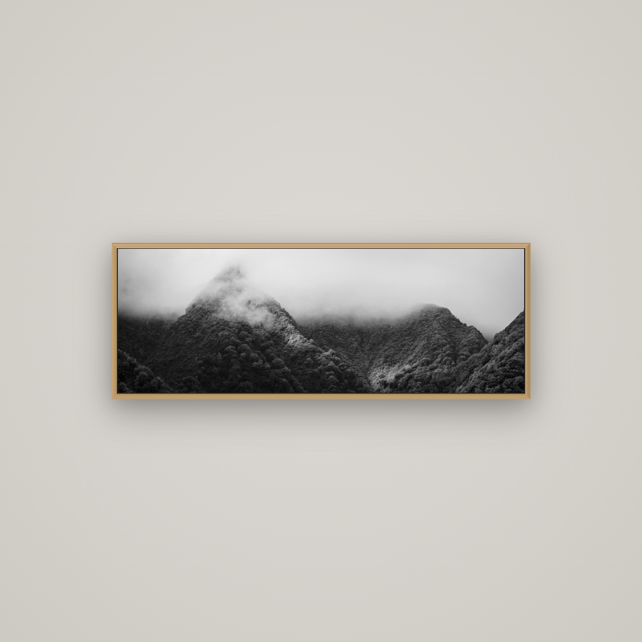 Shrouded in Mystery, West Coast, Basel Natural Oak, 113×40 cm. New Zealand fine art wall art by Stephen Milner.