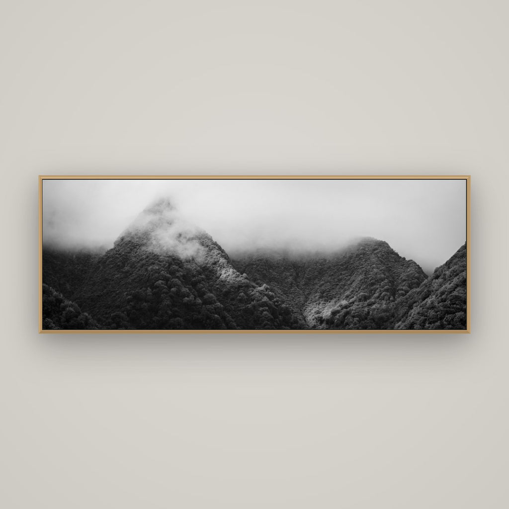Shrouded in Mystery, West Coast, Basel Natural Oak, 170×60 cm. New Zealand fine art wall art by Stephen Milner.