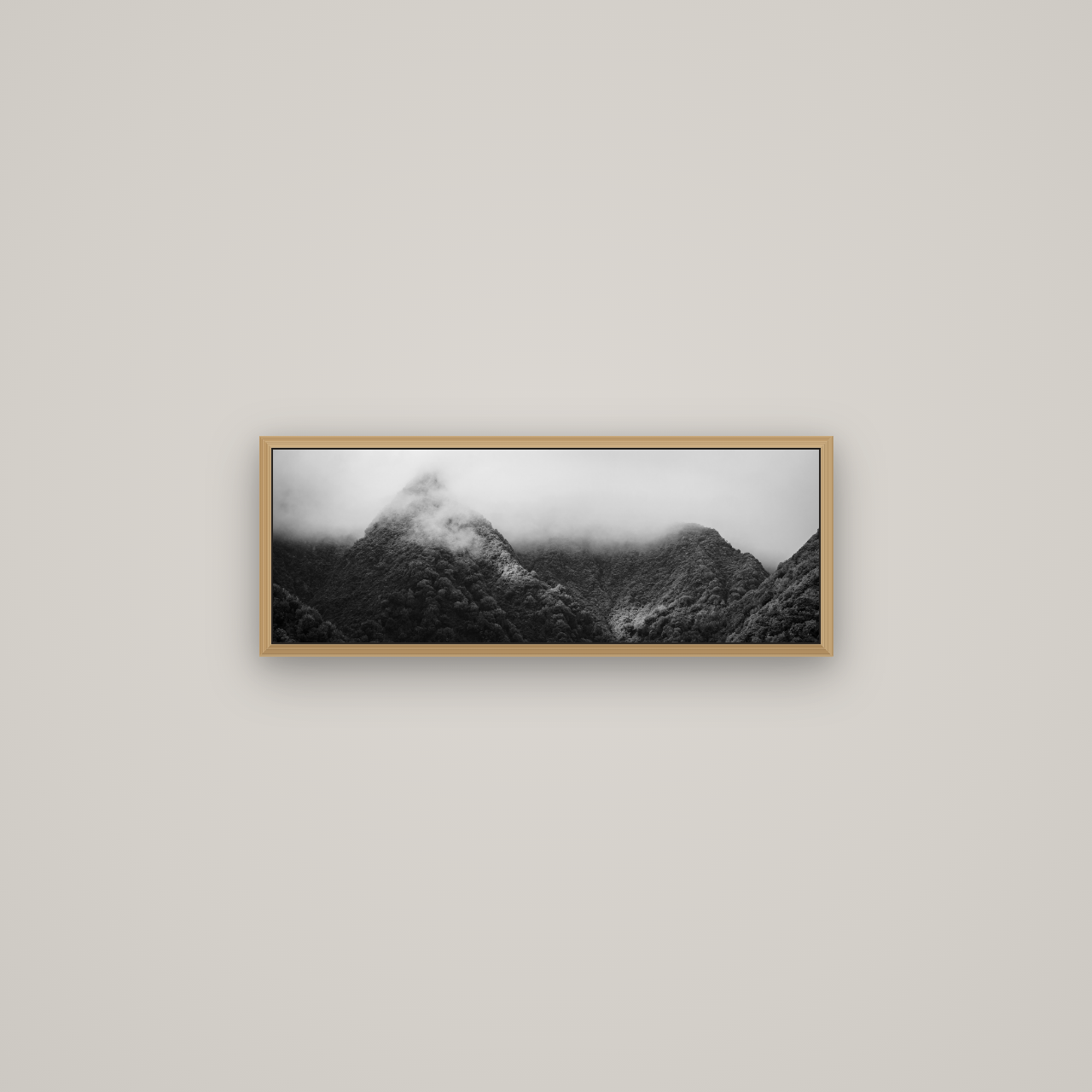 Shrouded in Mystery, West Coast, Basel Natural Oak, 68×24 cm. New Zealand fine art wall art by Stephen Milner.