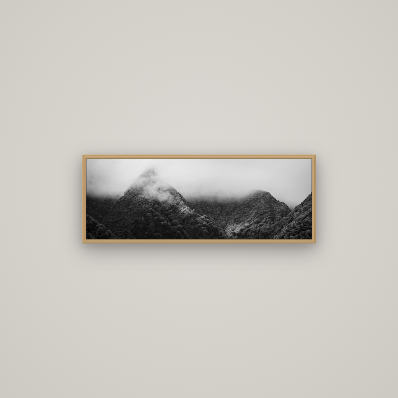 Shrouded in Mystery, West Coast, Basel Natural Oak, 85×30 cm. New Zealand fine art wall art by Stephen Milner.