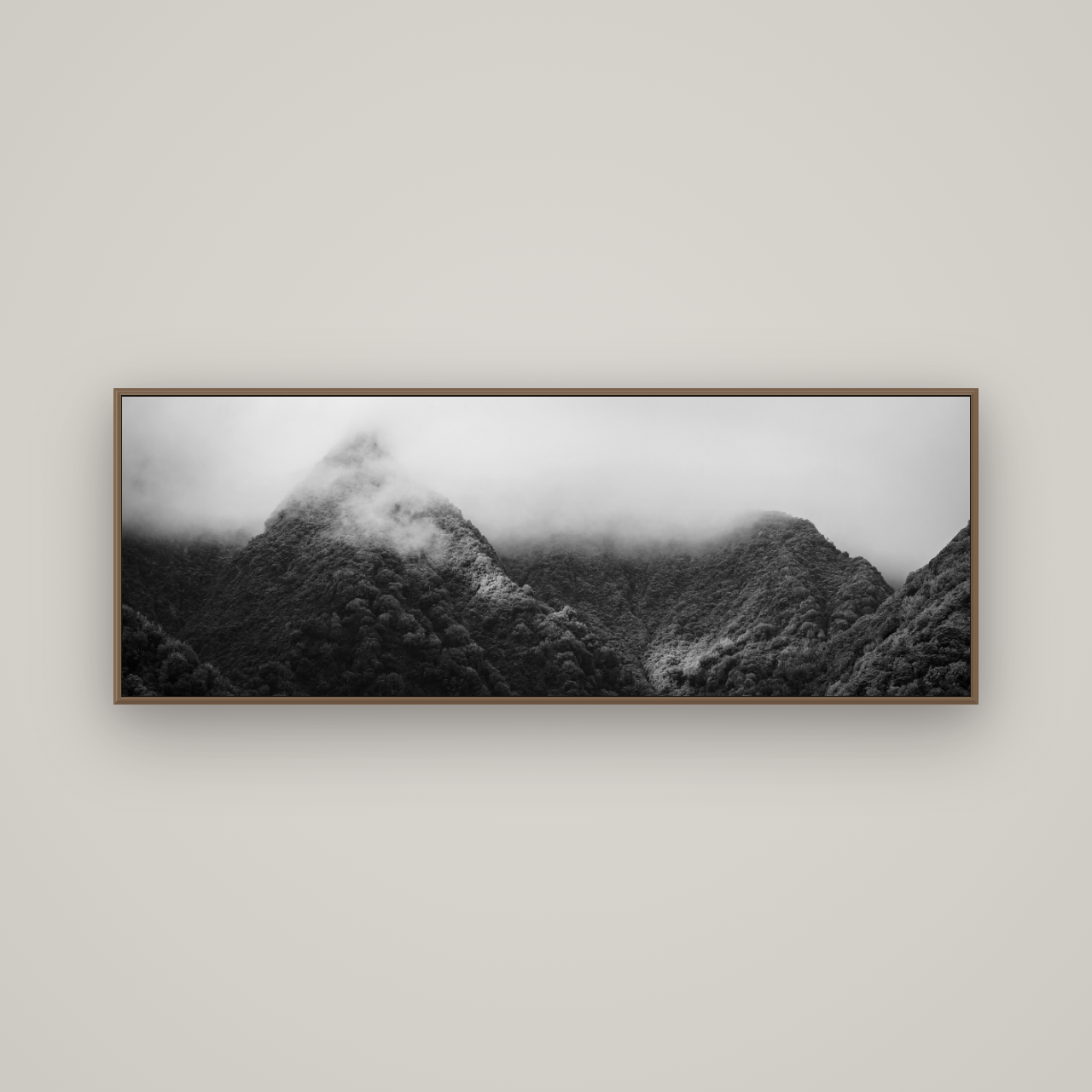 Shrouded in Mystery, West Coast, Basel Walnut, 170×60 cm. New Zealand fine art wall art by Stephen Milner.
