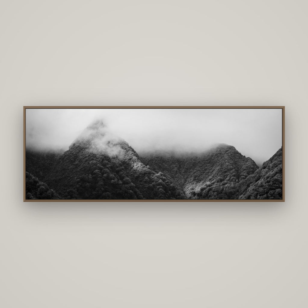 Shrouded in Mystery, West Coast, Basel Walnut, 170×60 cm. New Zealand fine art wall art by Stephen Milner.