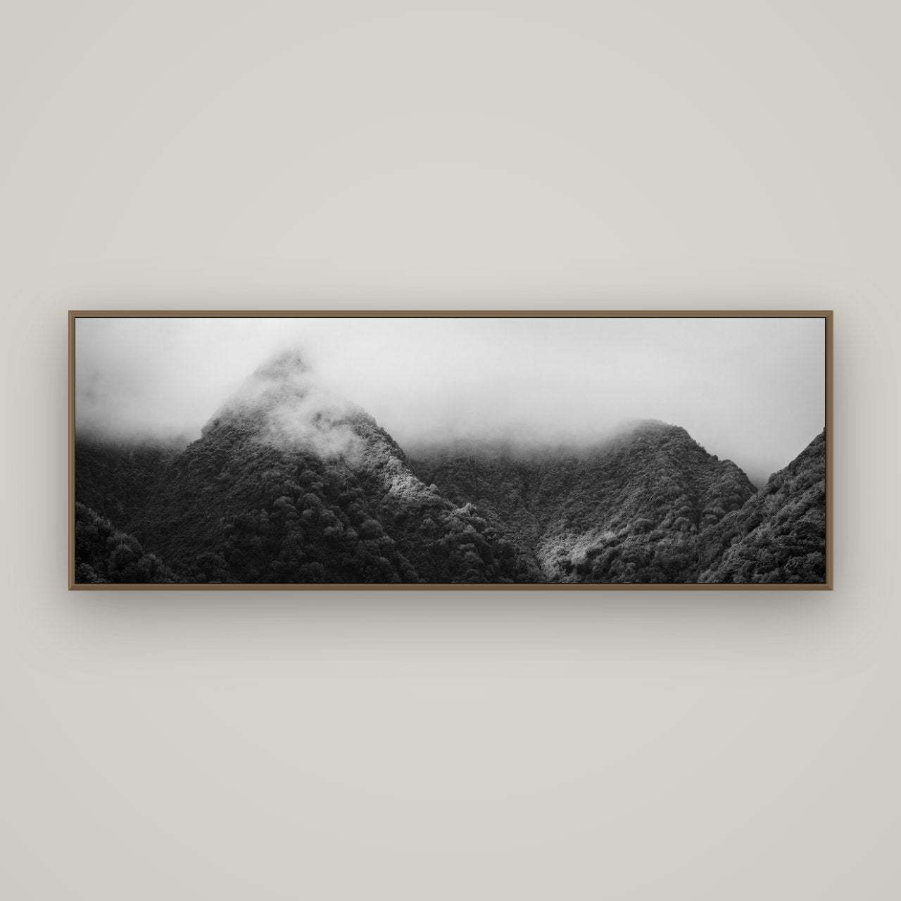 Shrouded in Mystery, West Coast, Basel Walnut, 170×60 cm. New Zealand fine art wall art by Stephen Milner.