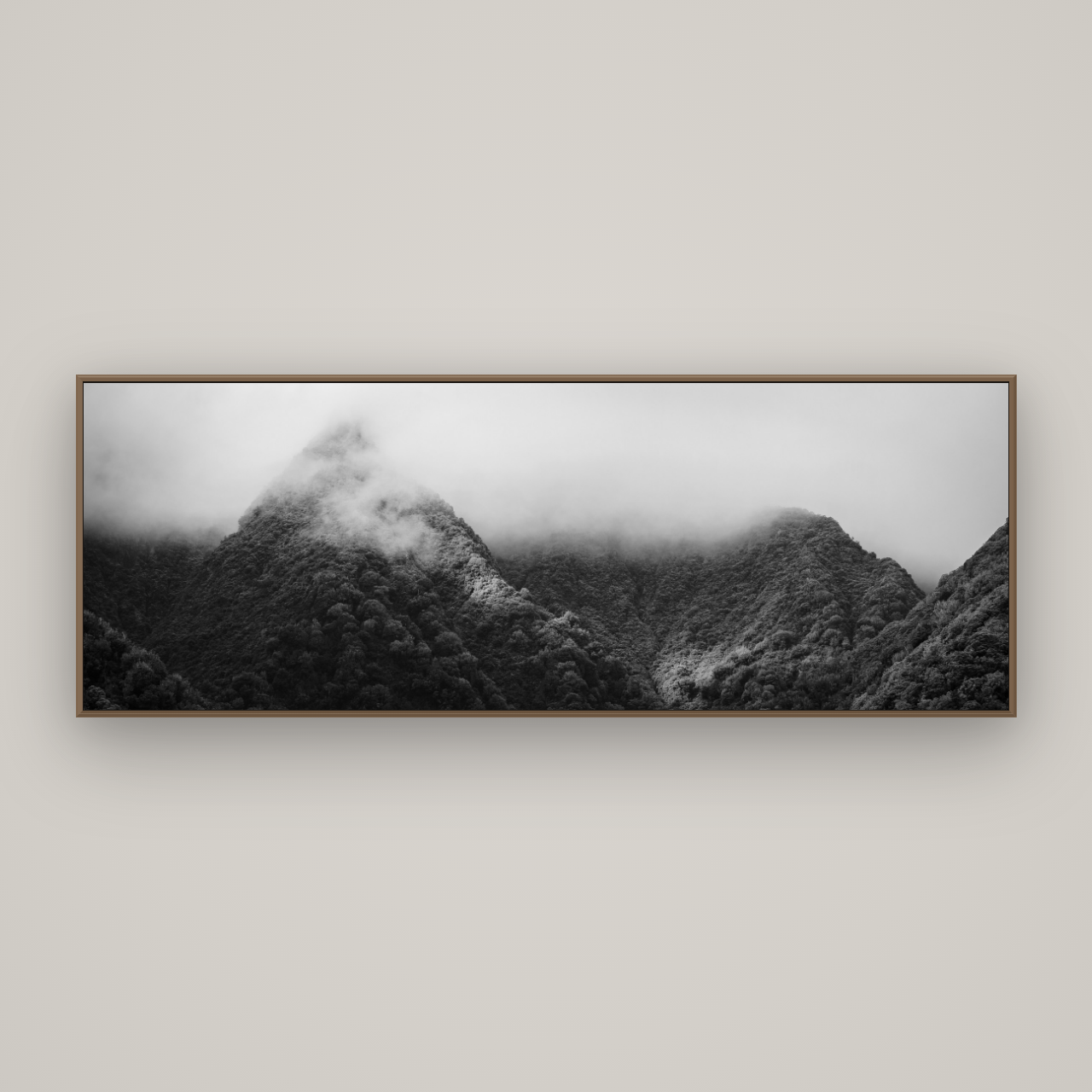 Shrouded in Mystery, West Coast, Basel Walnut, 198×70 cm. New Zealand fine art wall art by Stephen Milner.