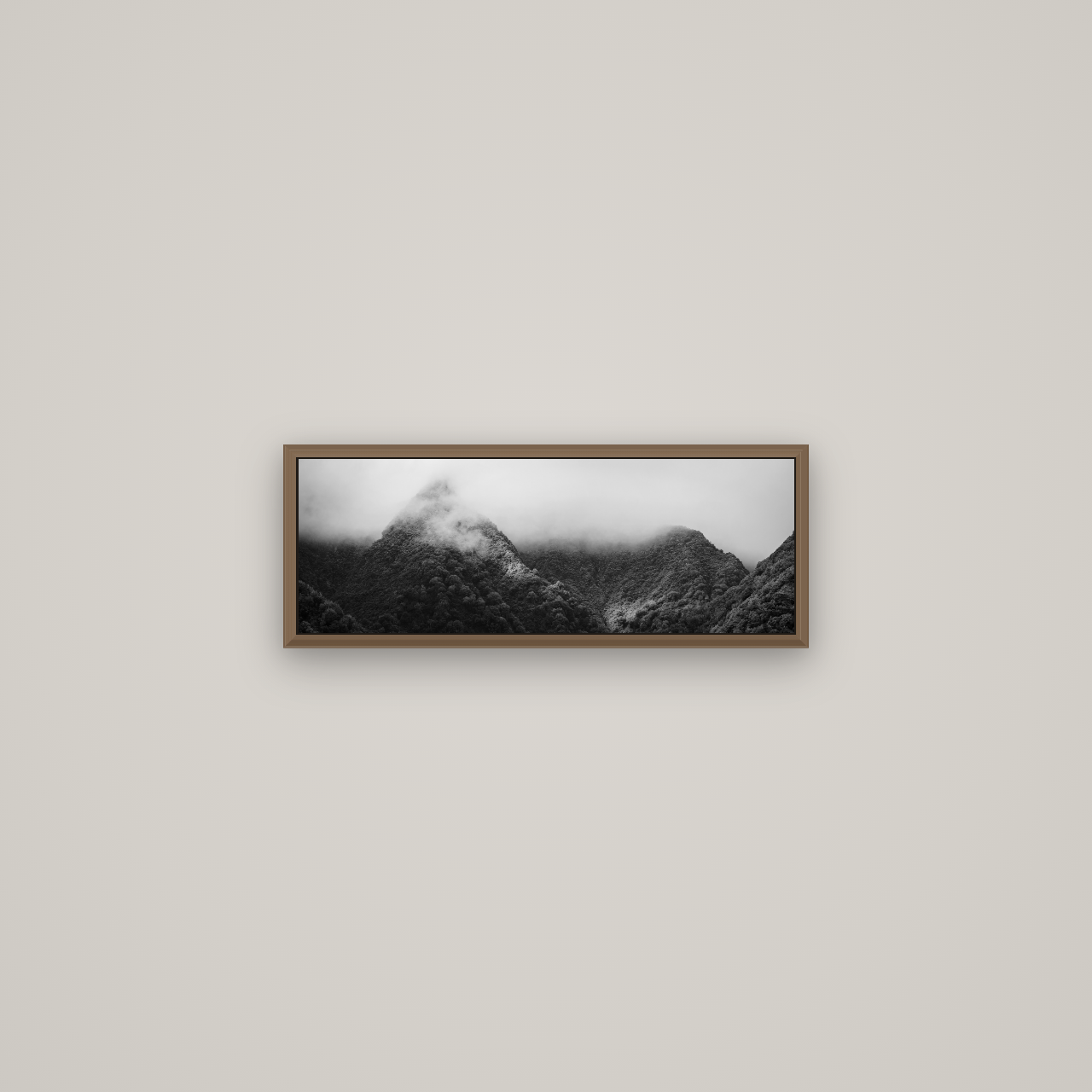Shrouded in Mystery, West Coast, Basel Walnut, 57×20 cm. New Zealand fine art wall art by Stephen Milner.