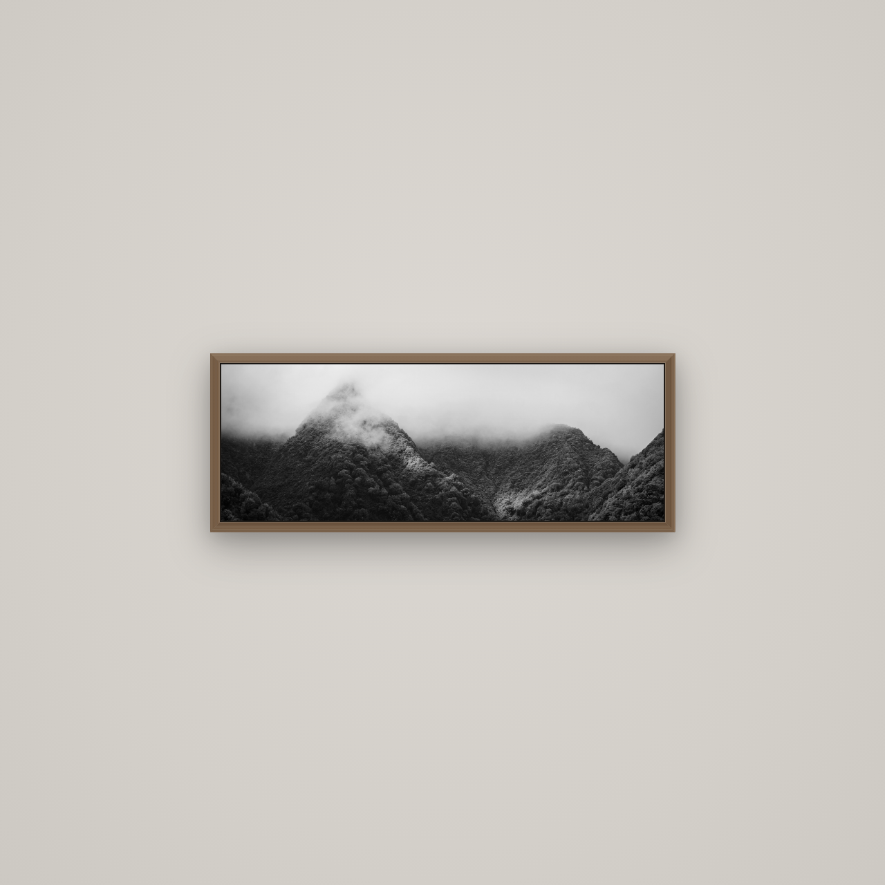 Shrouded in Mystery, West Coast, Basel Walnut, 68×24 cm. New Zealand fine art wall art by Stephen Milner.