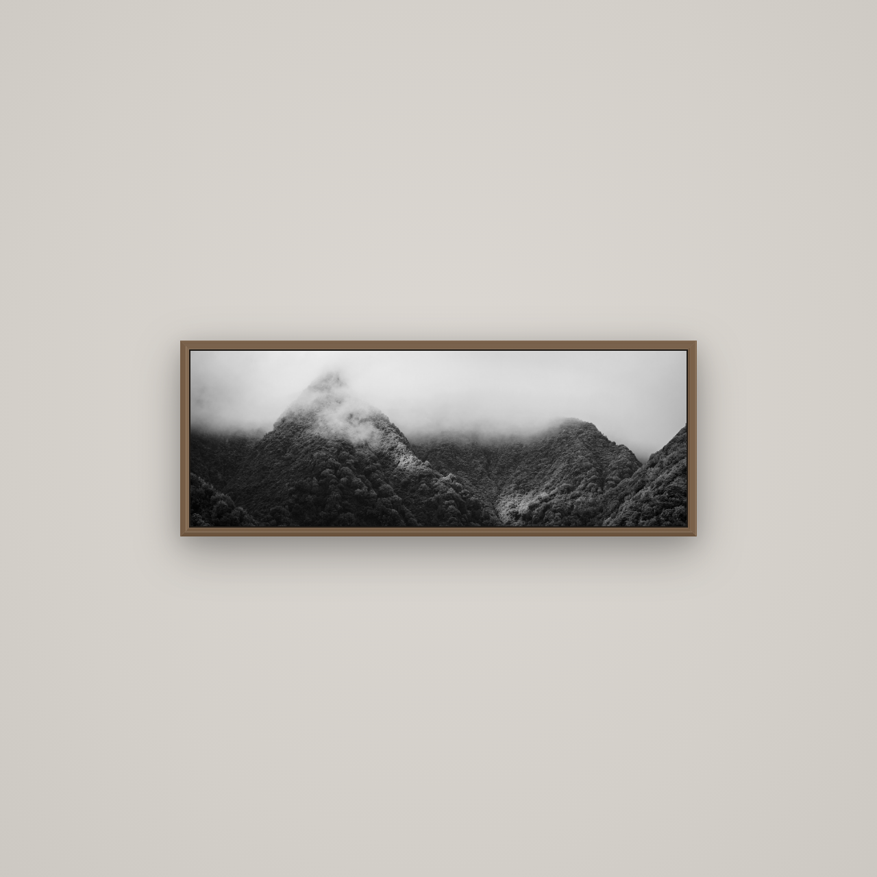 Shrouded in Mystery, West Coast, Basel Walnut, 85×30 cm. New Zealand fine art wall art by Stephen Milner.