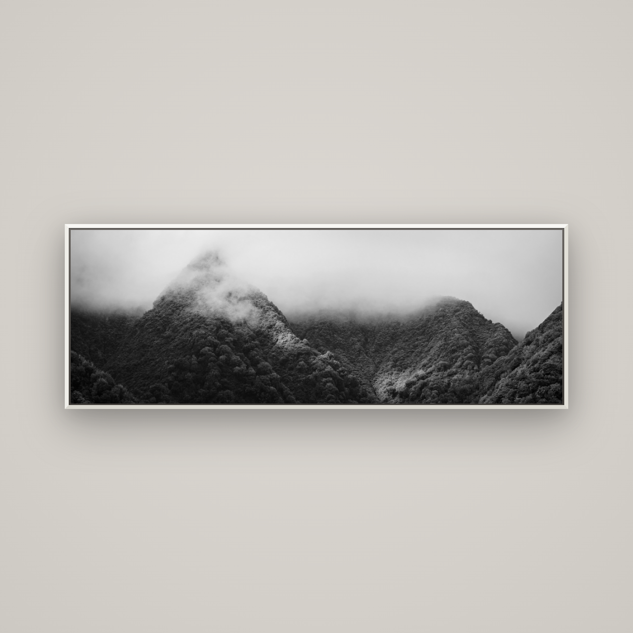 Shrouded in Mystery, West Coast — Basel White, 170×60 cm. New Zealand fine art wall art by Stephen Milner.