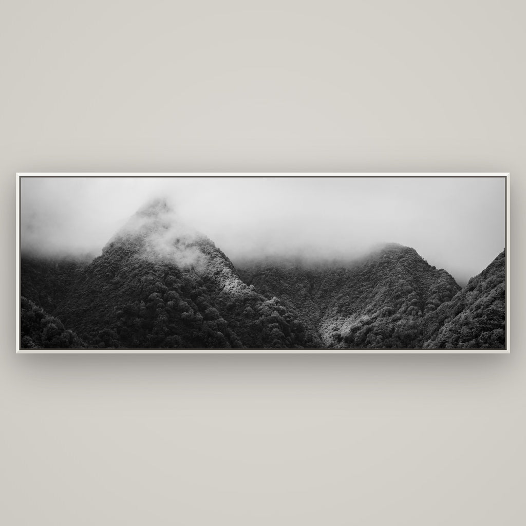 Shrouded in Mystery, West Coast — Basel White, 198×70 cm. New Zealand fine art wall art by Stephen Milner.