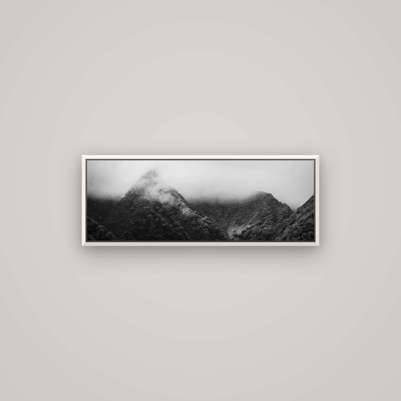 Shrouded in Mystery, West Coast — Basel White, 85×30 cm. New Zealand fine art wall art by Stephen Milner.