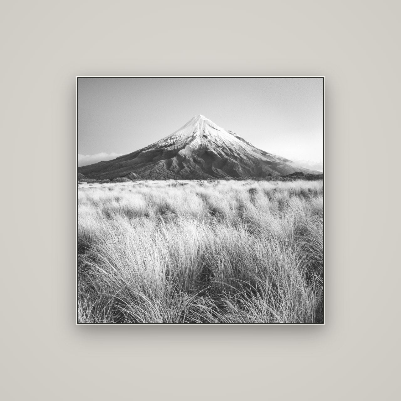 Silent Point, Mount Taranaki — ArtBox White, 100×100 cm. New Zealand fine art wall art by Stephen Milner.