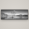 Solitude in the Shallows, Lake Wanaka — Basel Black Matte, 227×80 cm. New Zealand fine art wall art by Stephen Milner.