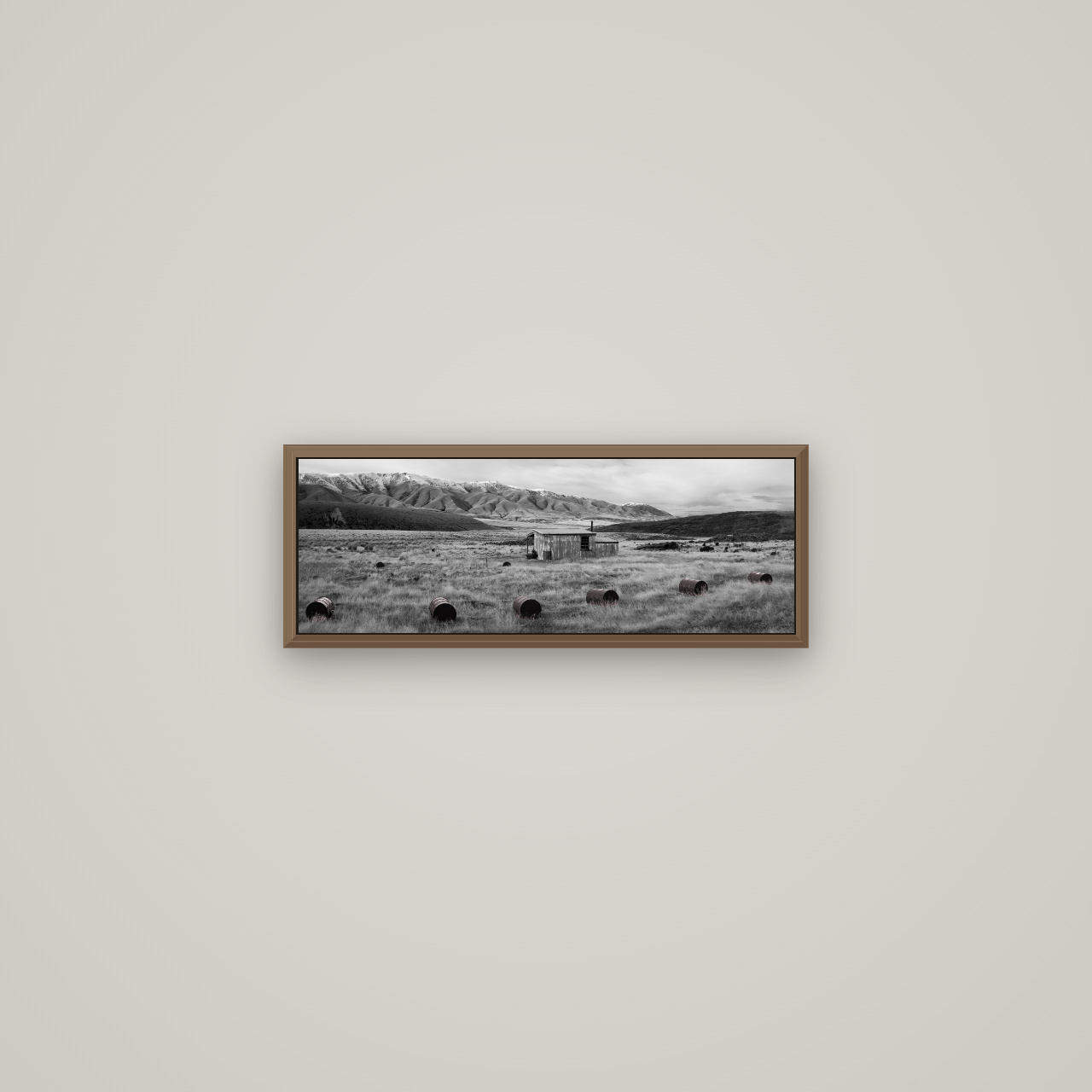 Solitude in the Wild, Barrels of Resilience, Basel Walnut, 57×20 cm. New Zealand fine art wall art by Stephen Milner.