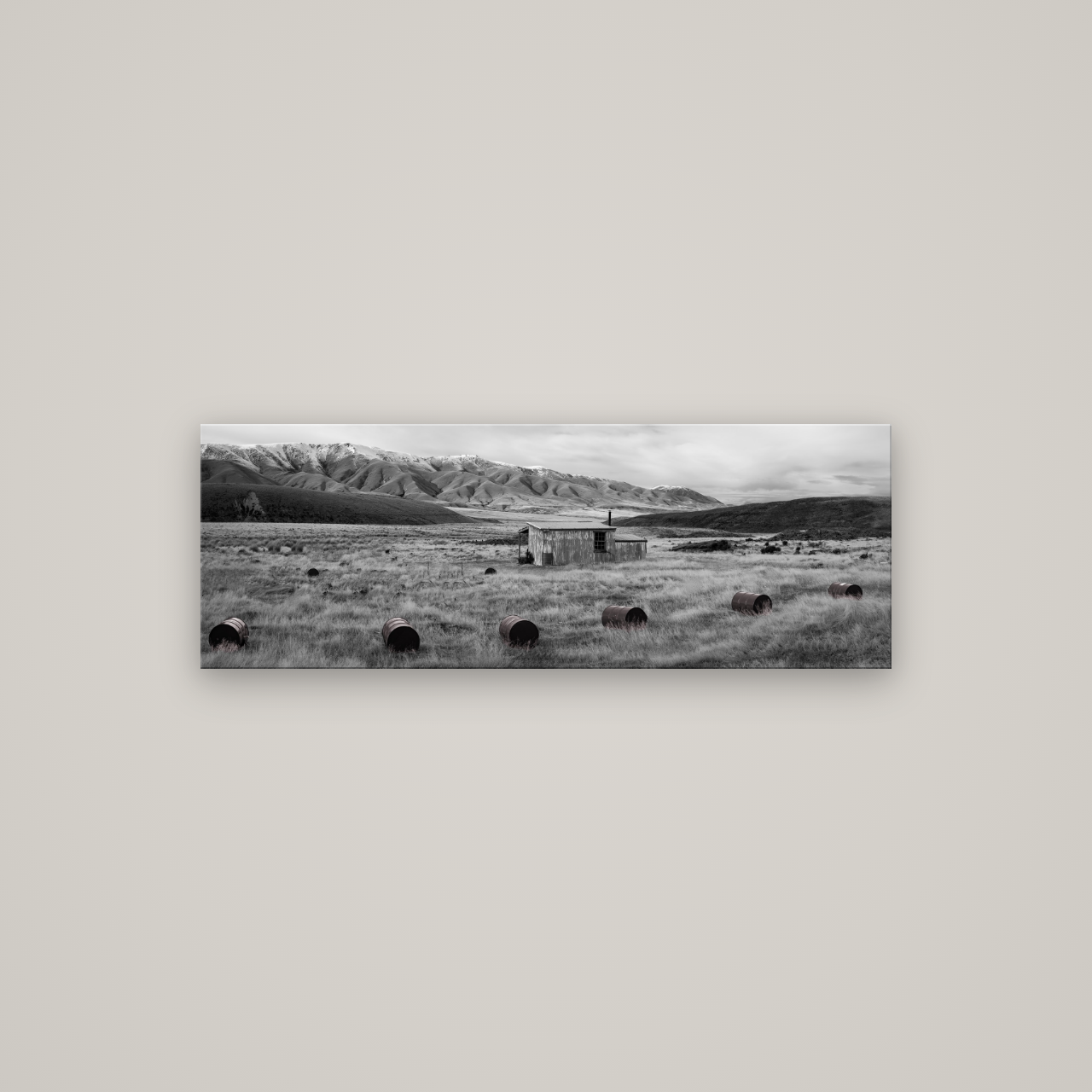 Solitude in the Wild, Barrels of Resilience — No frame, 113×40 cm. New Zealand fine art wall art by Stephen Milner.