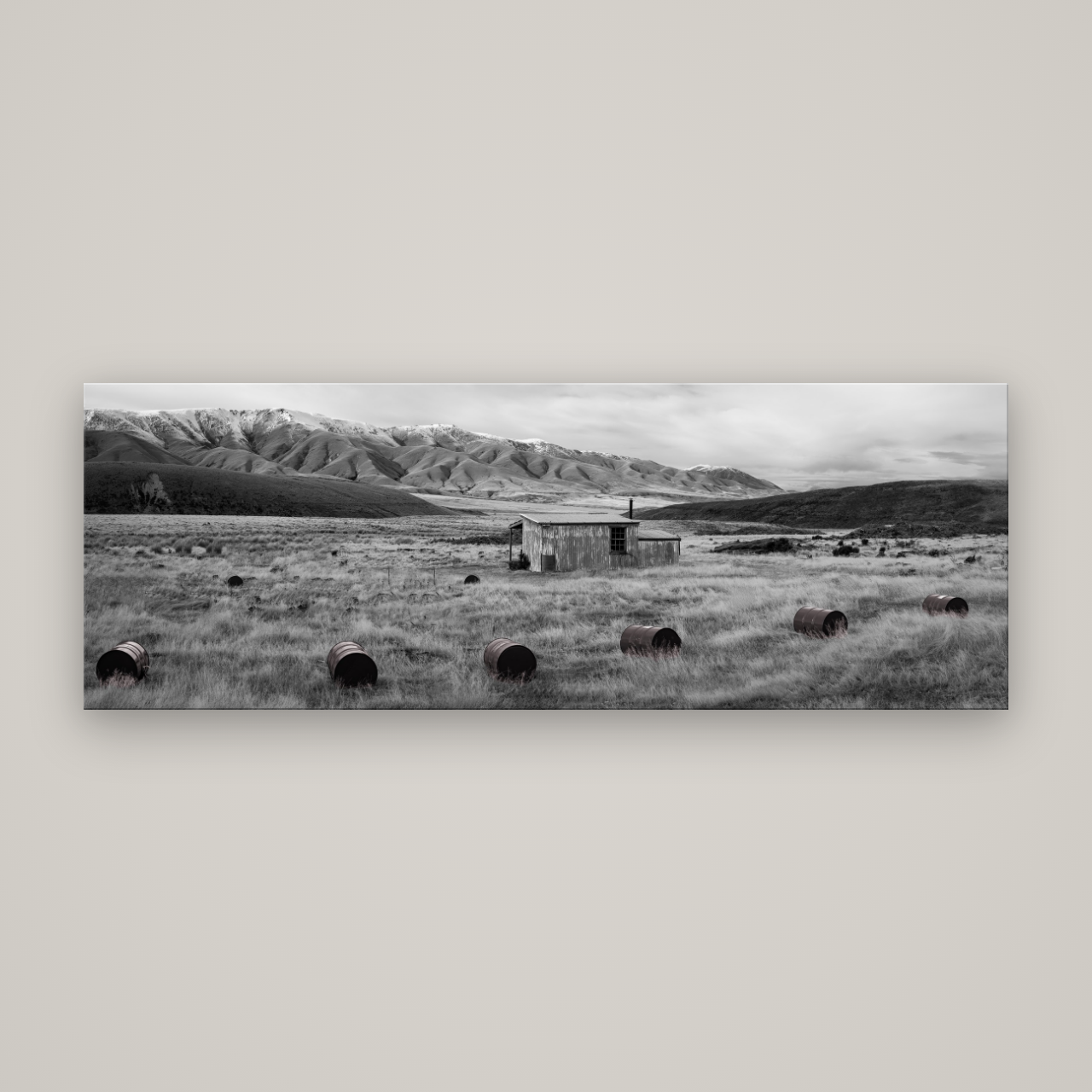 Solitude in the Wild, Barrels of Resilience — No frame, 198×70 cm. New Zealand fine art wall art by Stephen Milner.
