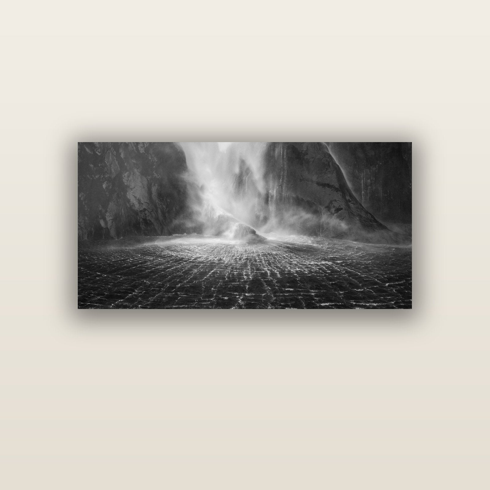 Stirling Falls, Milford Sound — acrylic glass print, 122 × 61 cm. New Zealand fine art landscape wall art by Stephen Milner.