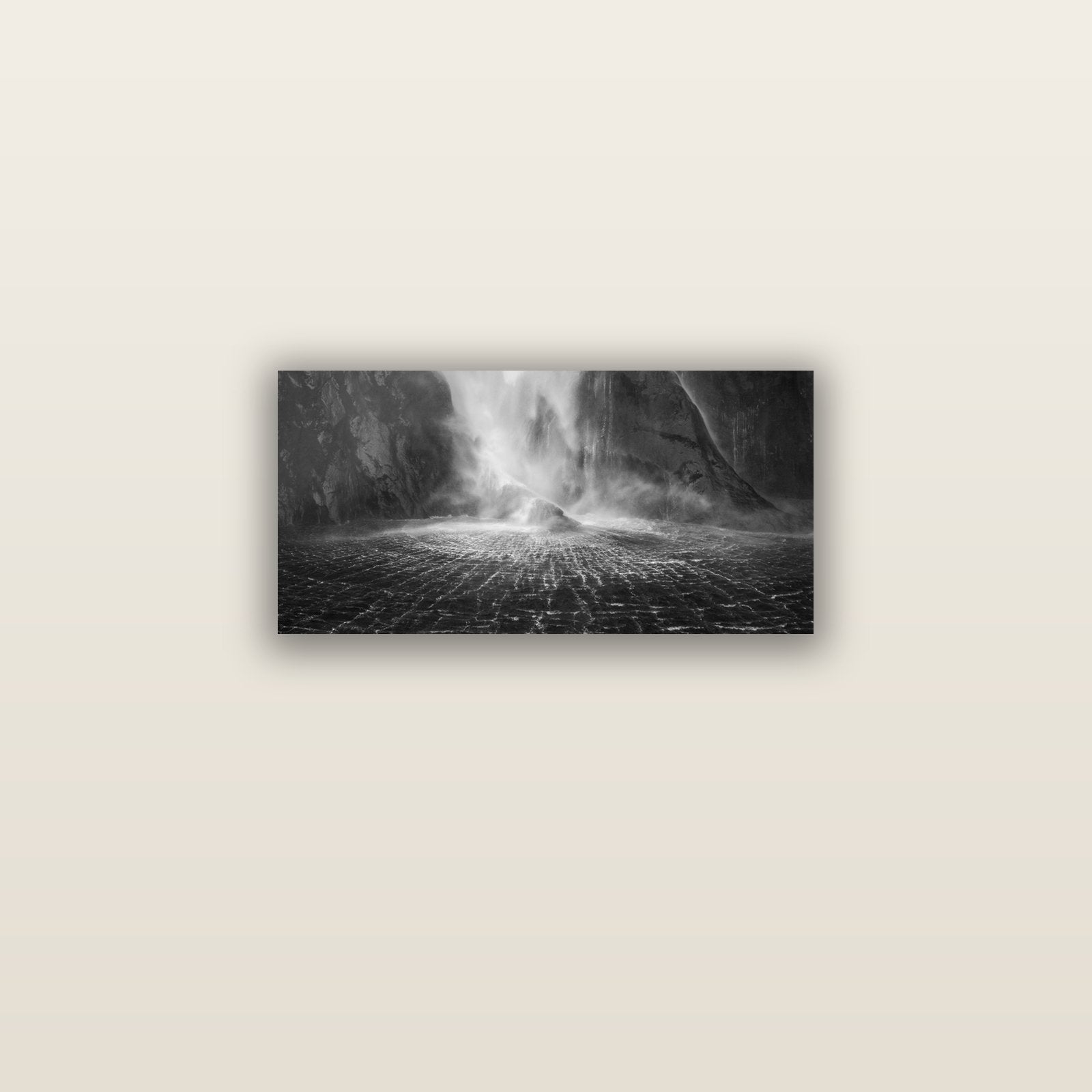 Stirling Falls, Milford Sound — acrylic glass print, 61 × 30 cm. New Zealand fine art landscape wall art by Stephen Milner.