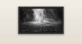 Stirling Falls, Milford Sound — black float frame canvas, 81 × 46 cm. New Zealand fine art landscape wall art by Stephen Milner.