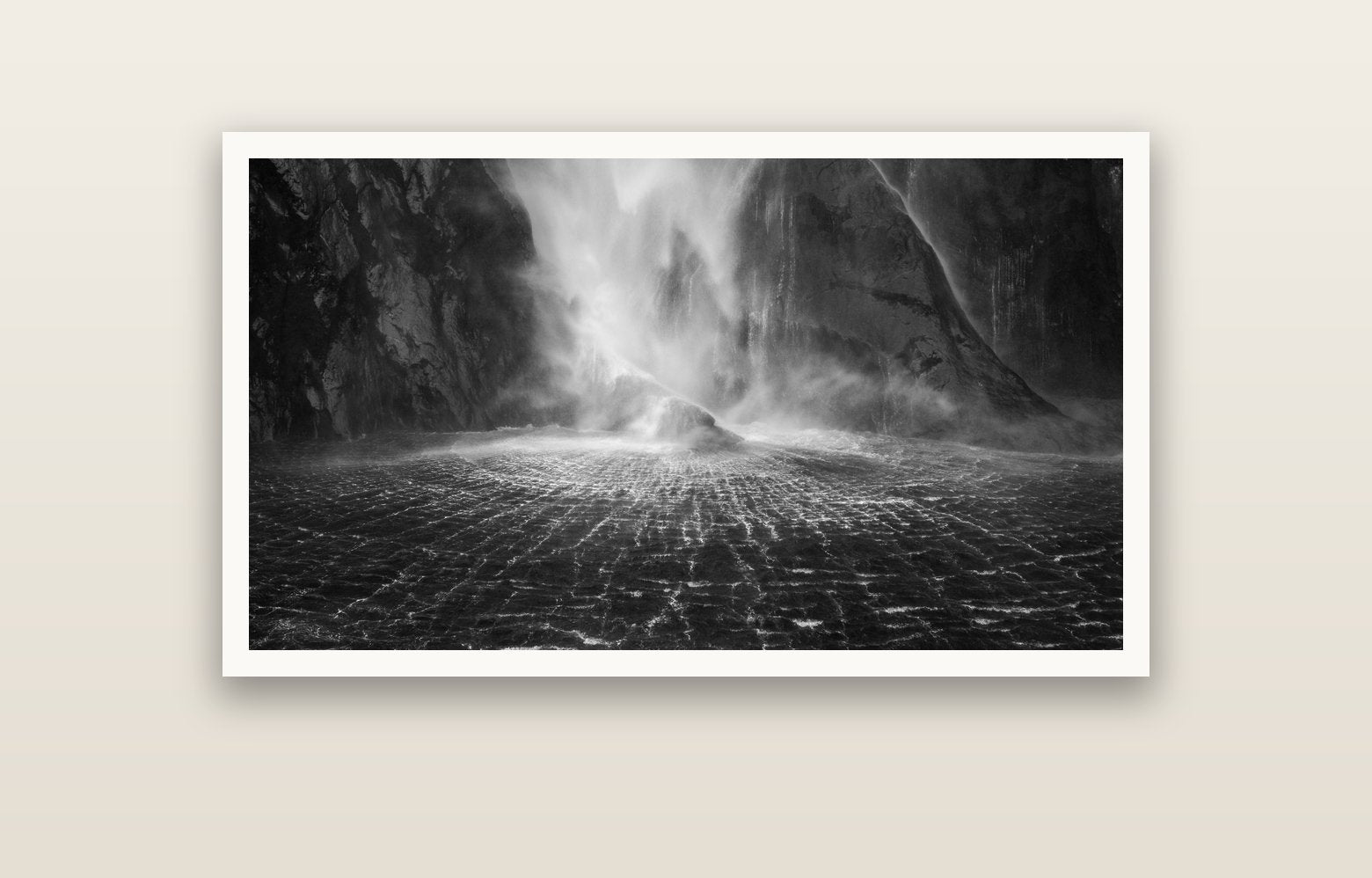 Stirling Falls, Milford Sound — Hahnemühle fine art print, 120 × 70 cm. New Zealand fine art landscape photography by Stephen Milner.