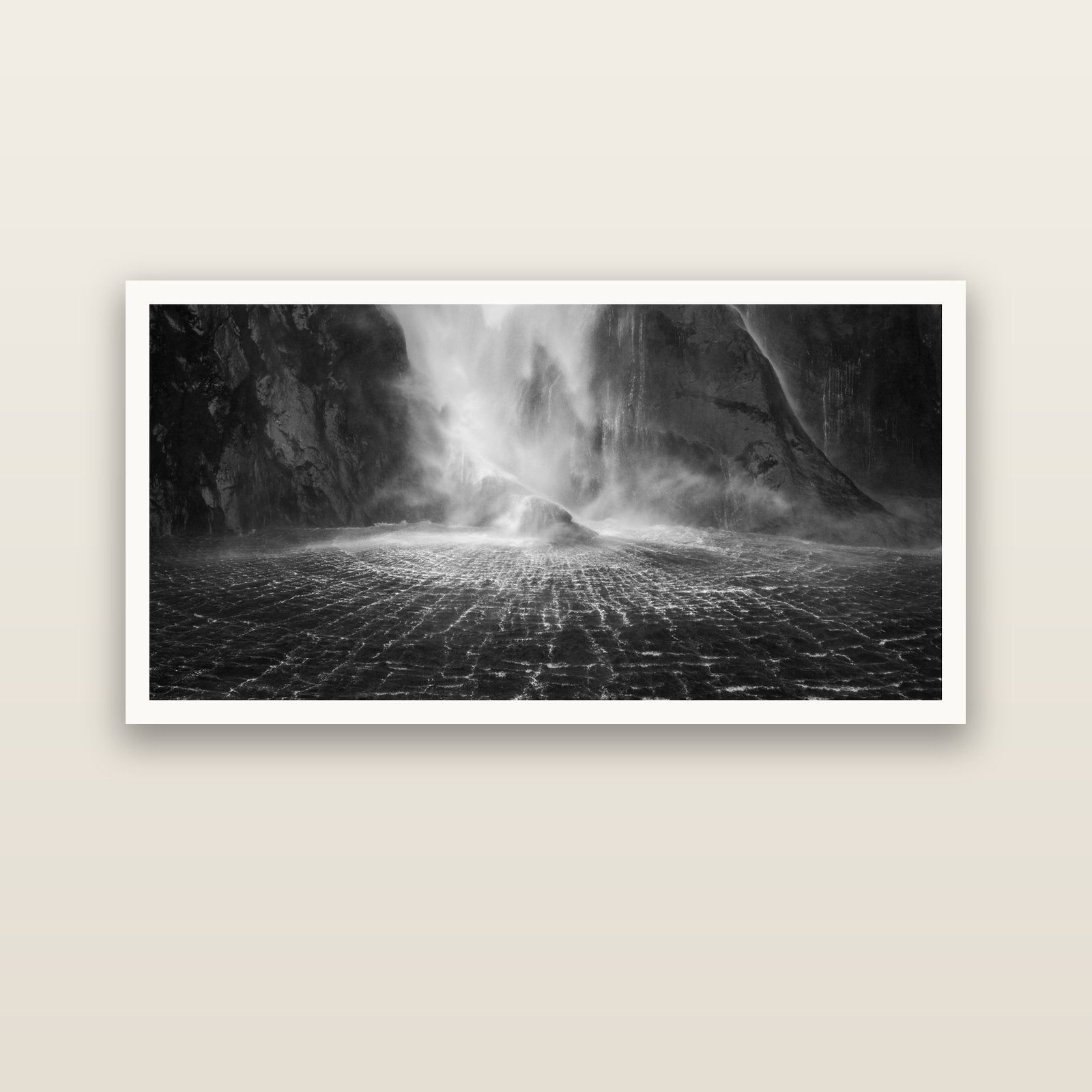 Stirling Falls, Milford Sound — Hahnemühle fine art print, 150 × 75 cm. New Zealand fine art landscape photography by Stephen Milner.
