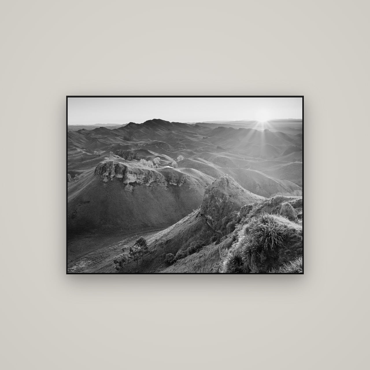Te Mata Peak, Hawke's Bay — ArtBox Black, 107×80 cm. New Zealand fine art wall art by Stephen Milner.