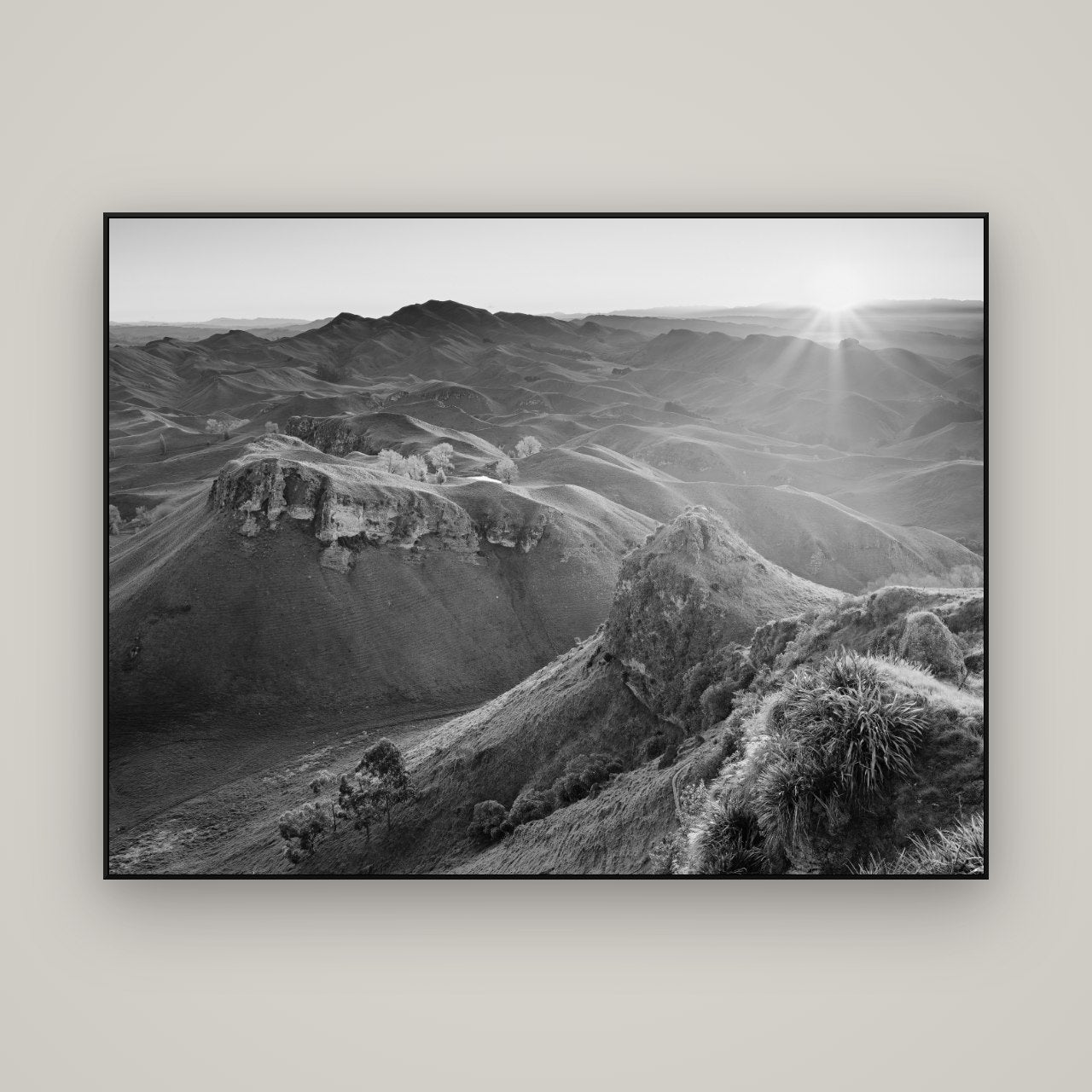 Te Mata Peak, Hawke's Bay — ArtBox Black, 160×120 cm. New Zealand fine art wall art by Stephen Milner.