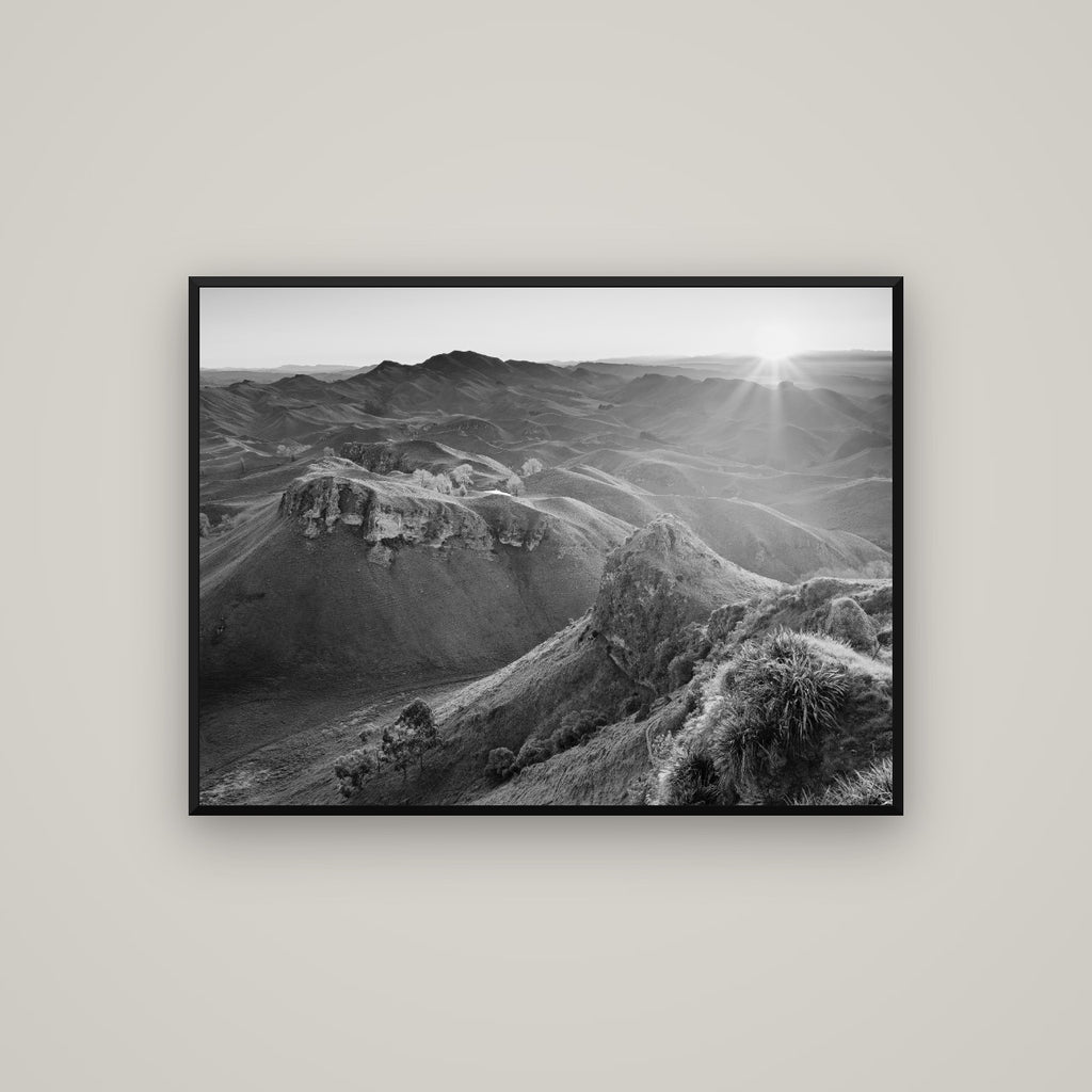 Te Mata Peak, Hawke's Bay — Basel Black Matte, 107×80 cm. New Zealand fine art wall art by Stephen Milner.