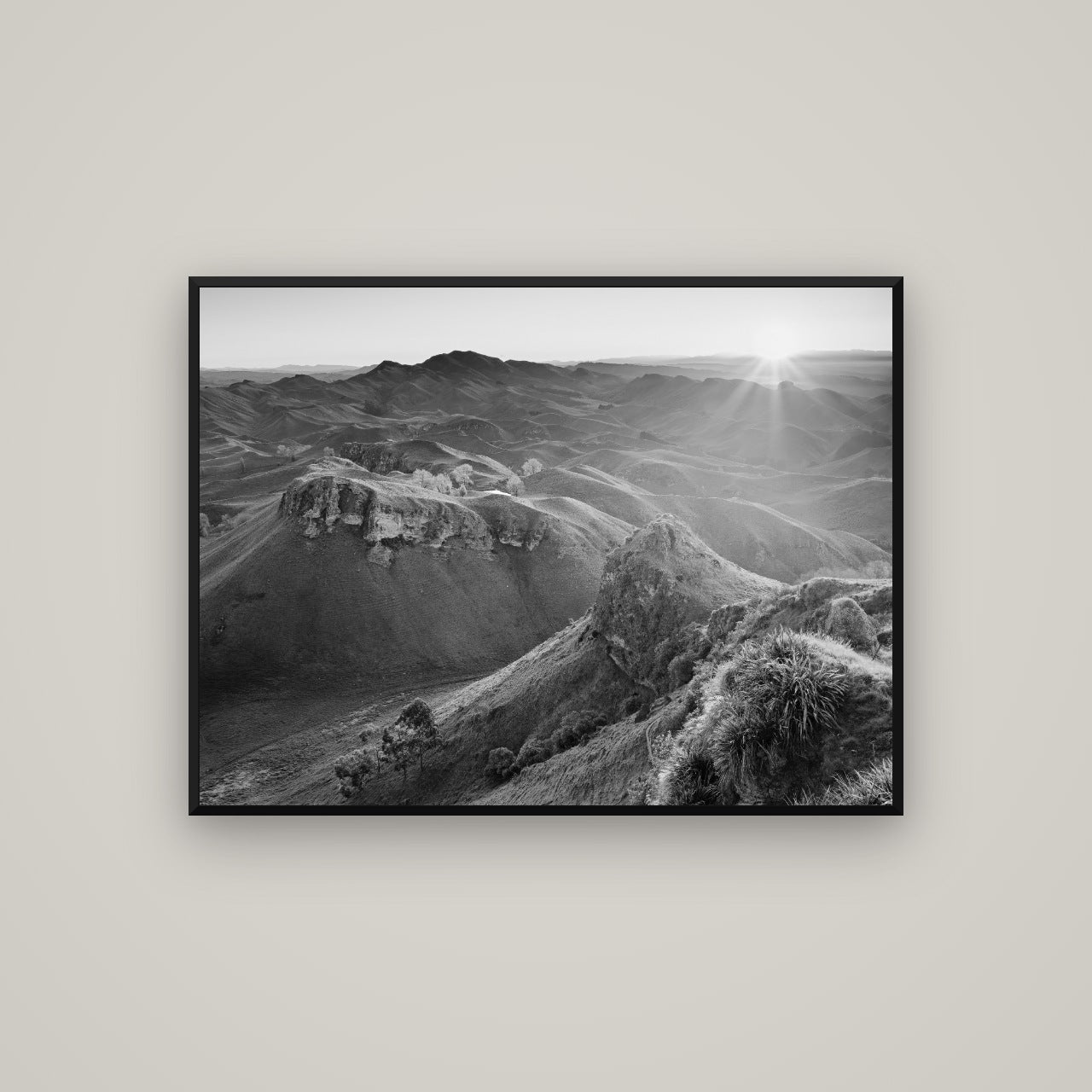 Te Mata Peak, Hawke's Bay — Basel Black, 107×80 cm. New Zealand fine art wall art by Stephen Milner.