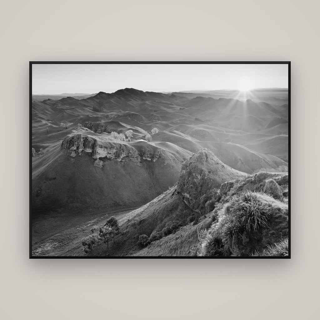 Te Mata Peak, Hawke's Bay — Basel Black Matte, 160×120 cm. New Zealand fine art wall art by Stephen Milner.