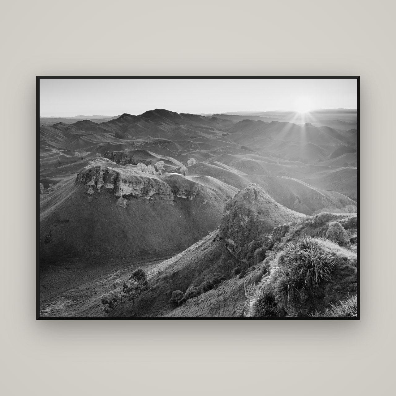 Te Mata Peak, Hawke's Bay — Basel Black, 160×120 cm. New Zealand fine art wall art by Stephen Milner.
