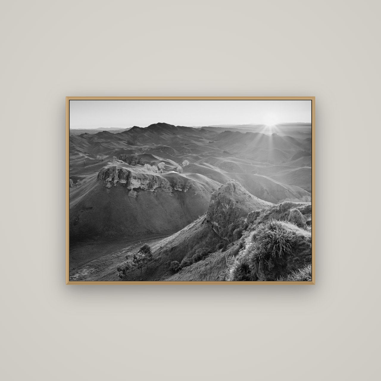 Te Mata Peak, Hawke's Bay, Basel Natural Oak, 107×80 cm. New Zealand fine art wall art by Stephen Milner.