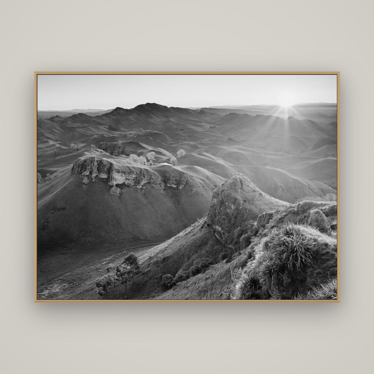 Te Mata Peak, Hawke's Bay, Basel Natural Oak, 160×120 cm. New Zealand fine art wall art by Stephen Milner.
