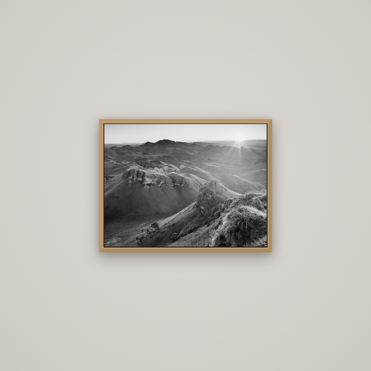 Te Mata Peak, Hawke's Bay, Basel Natural Oak, 53×40 cm. New Zealand fine art wall art by Stephen Milner.