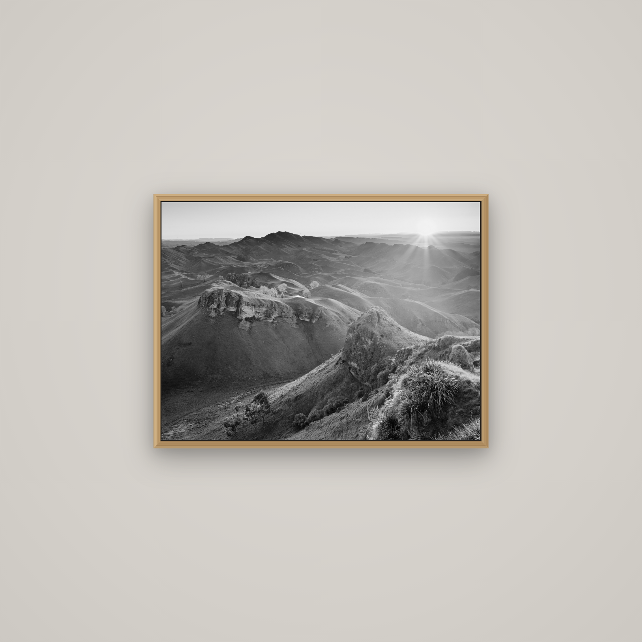 Te Mata Peak, Hawke's Bay, Basel Natural Oak, 67×50 cm. New Zealand fine art wall art by Stephen Milner.
