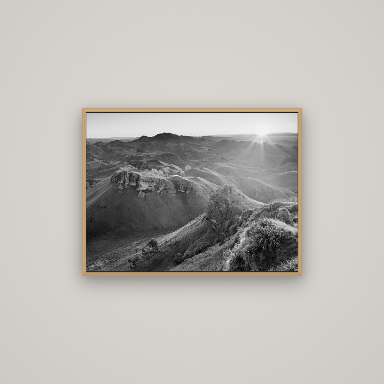 Te Mata Peak, Hawke's Bay, Basel Natural Oak, 80×60 cm. New Zealand fine art wall art by Stephen Milner.