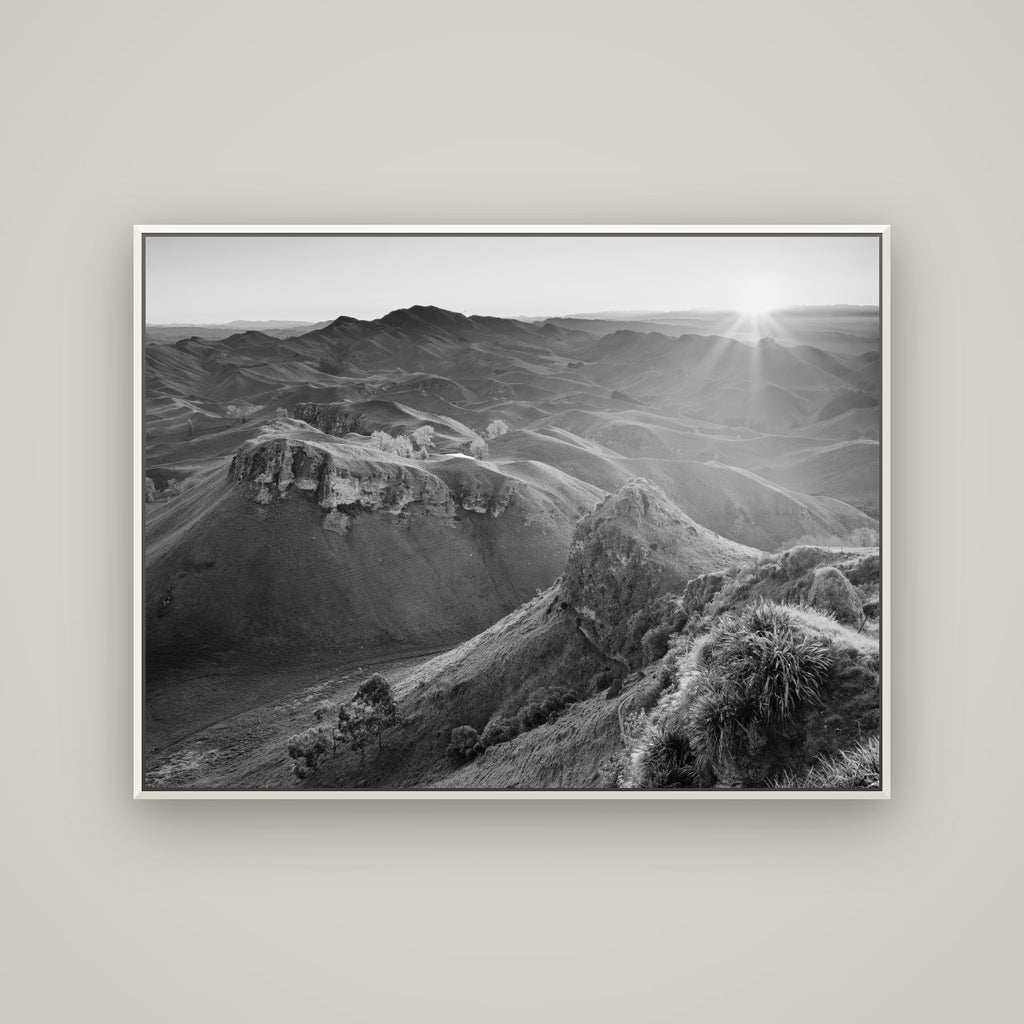 Te Mata Peak, Hawke's Bay — Basel White, 133×100 cm. New Zealand fine art wall art by Stephen Milner.